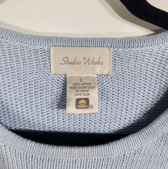 Y2K Vintage Studio Works Knit Vest Womens Large Sleeveless Striped - Picture 3 of 5